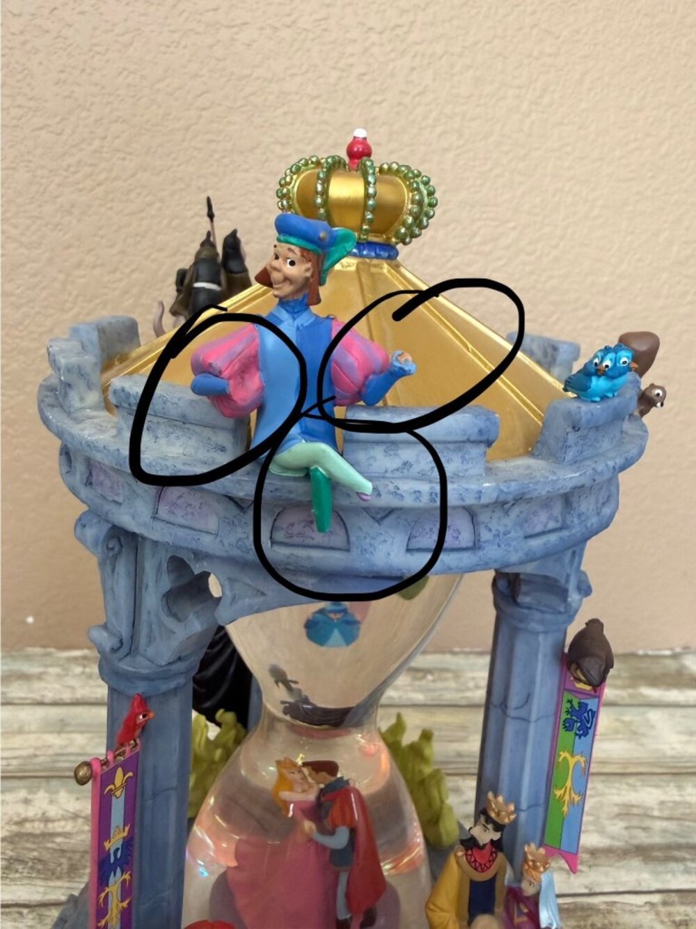 Disney Sleeping Beauty LED Light-UP Hourglass Snowglobe Music Box w/FLAWS - Picture 4 of 16